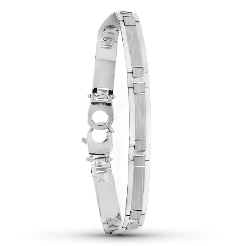 18K PULSERA CABALLERO ORO BLANCO MATE Y BRILLO 21CM