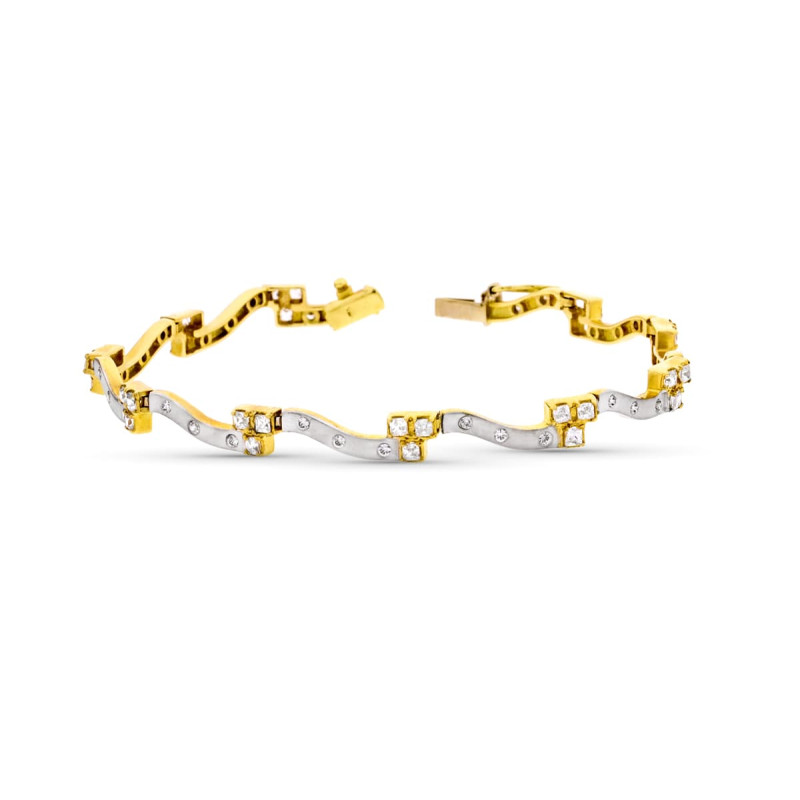 18K PULSERA ORO BICOLOR CON CIRCONITAS