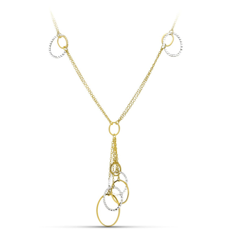 18K GARGANTILLA ORO BICOLOR DOBLE CADENA Y MOTIVOS