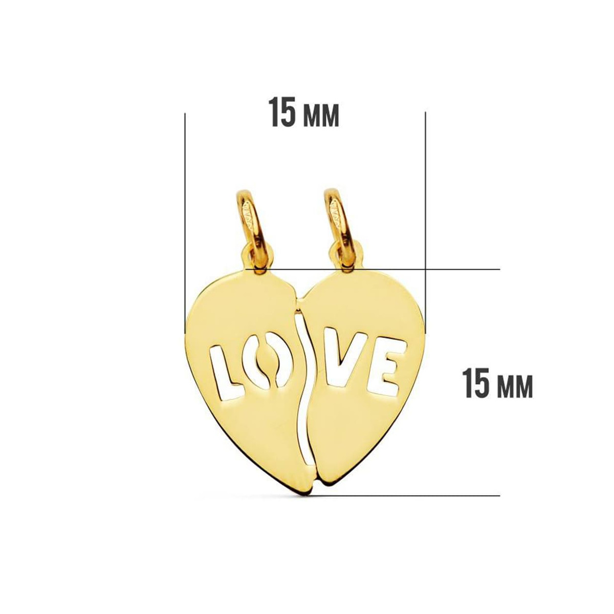 18K COLGANTE ORO AMARILLO CORAZON LOVE. 15X15 MM