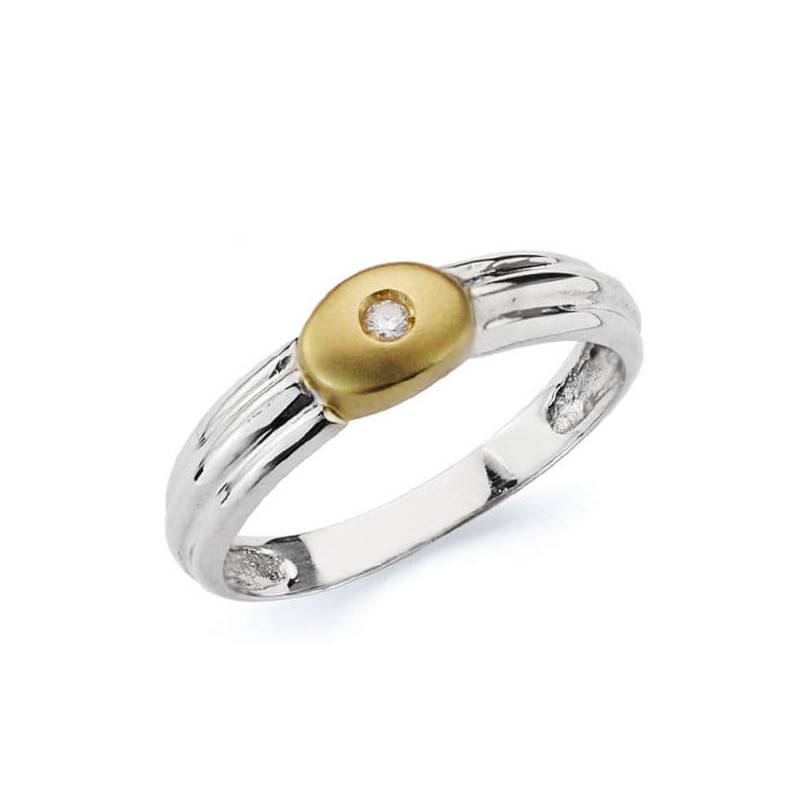 18K SORTIJA ORO BICOLOR DIAMANTE TALLA BRILLANTE 0.020 QTS.