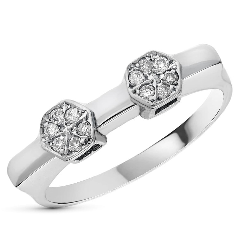 18K SORTIJA ORO BLANCO DIAMANTES TALLA BRILLANTE 0.15  QTS.