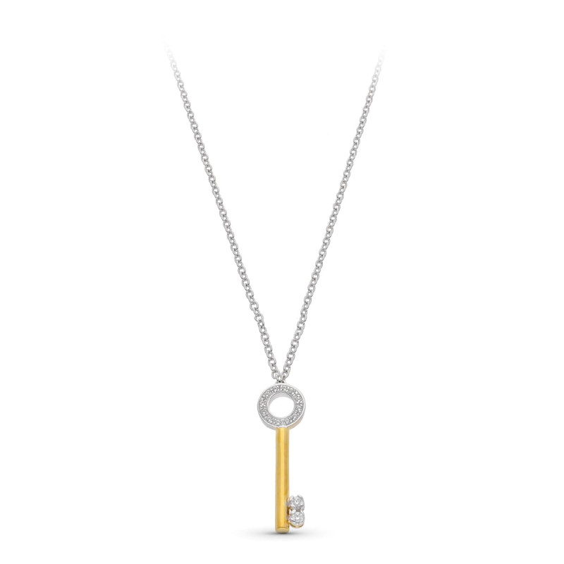18K GARGANTILLA ORO BICOLOR MOTIVO LLAVE CON CIRCONITAS