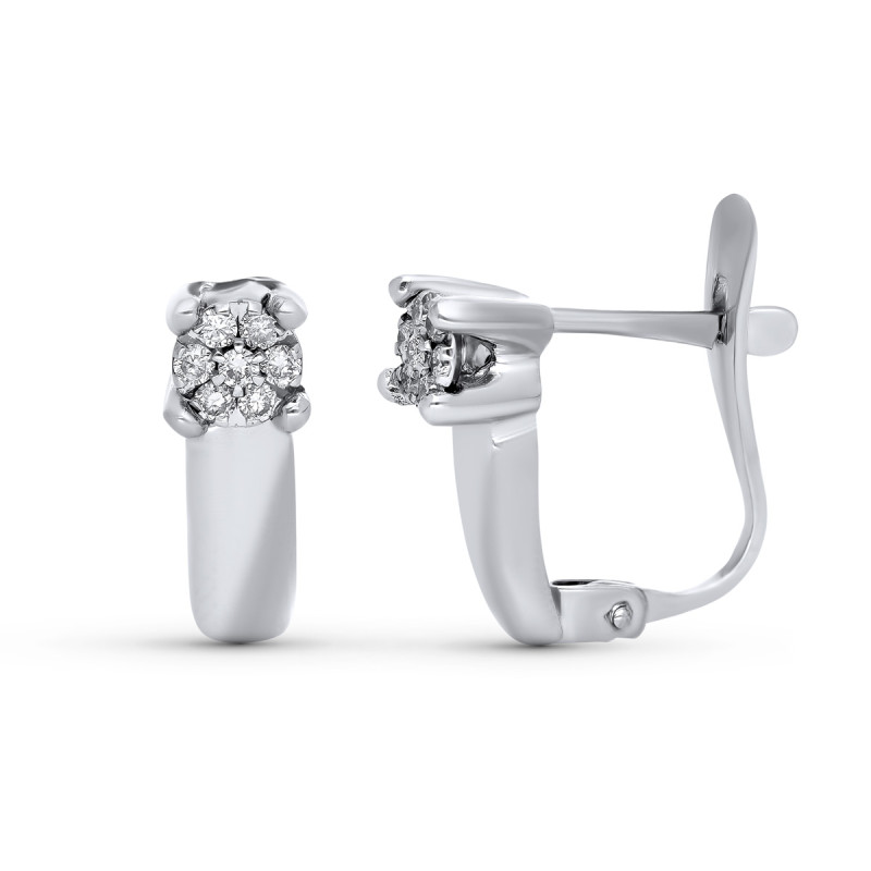 18K PENDIENTES ORO BLANCO DIAMANTES NATURALES 0,100 QTES SI-H. MEDIDA: 13 X 4 MM CIERRE CATALAN