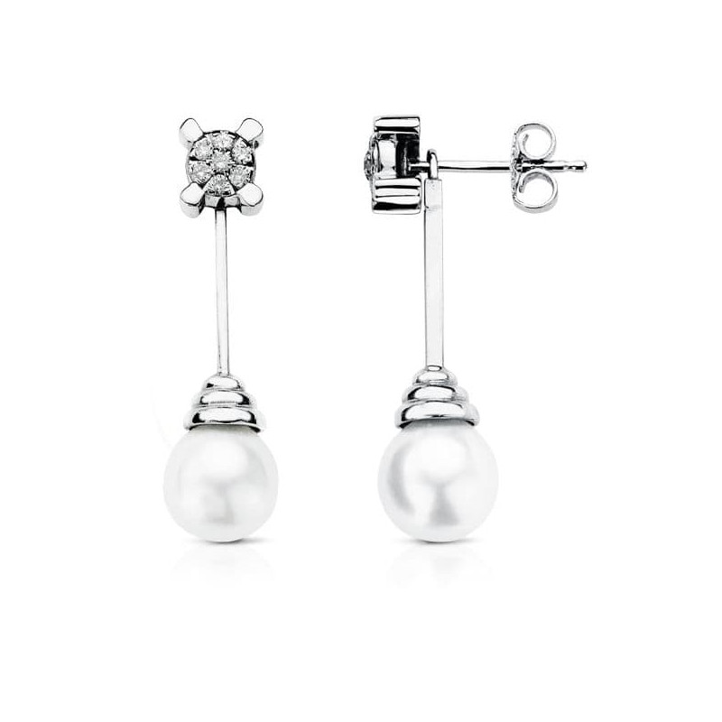 18K PENDIENTES ORO BLANCO AUSTRALIANA DIAMANTES NATURALES 0,25 QTS. SI-H. MEDIDA: 30X9 MM CIERRE PRESION