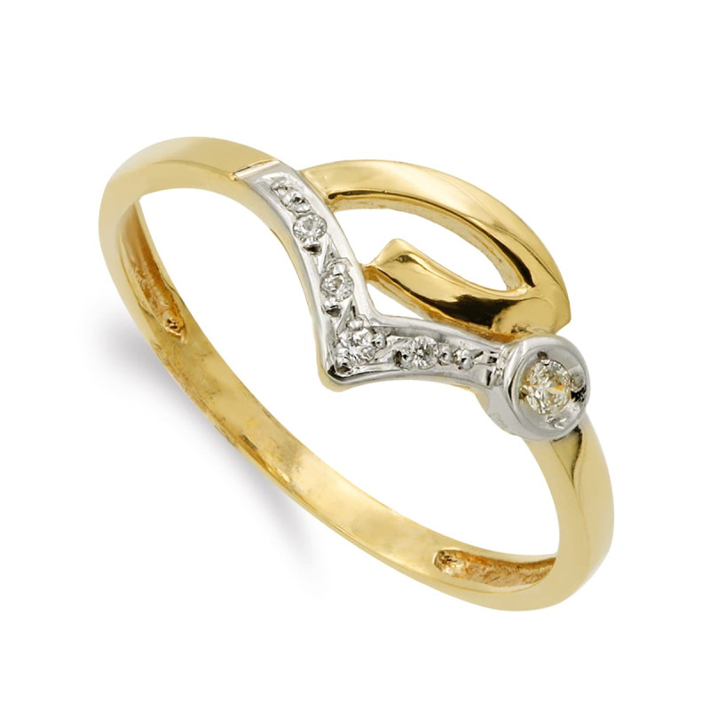 18K SORTIJA ORO BICOLOR CON CIRCONITA 8 MM CUERPO 2 MM