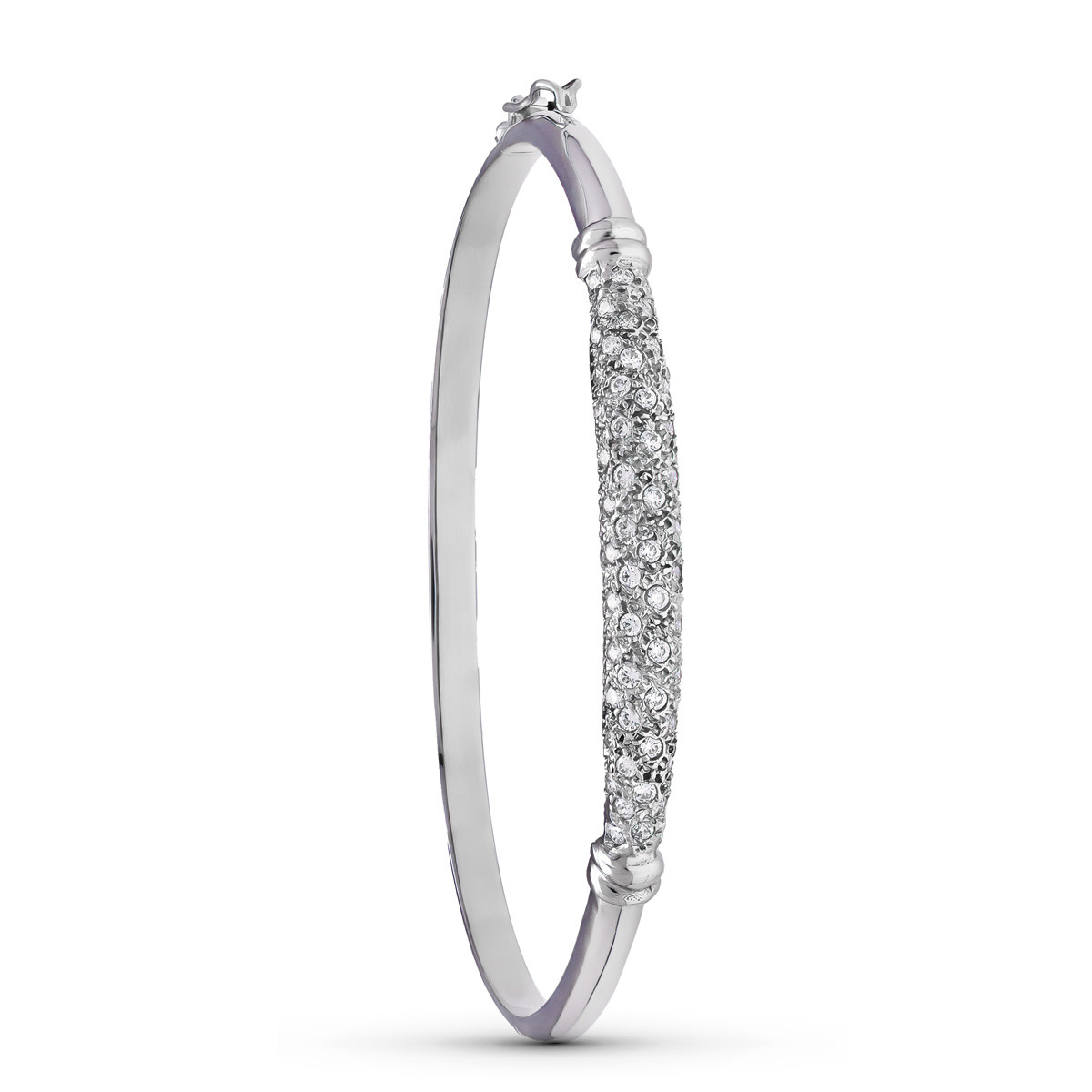 18K PULSERA ORO BLANCO MEDIA CAÑA CIRCONITAS