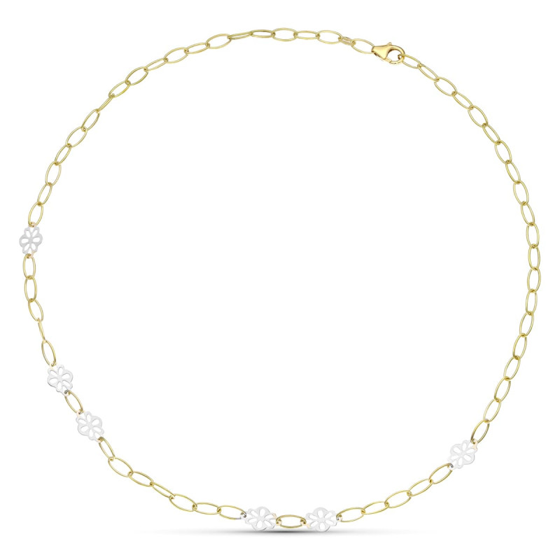 18K GARGANTILLA ORO BICOLOR FLORES