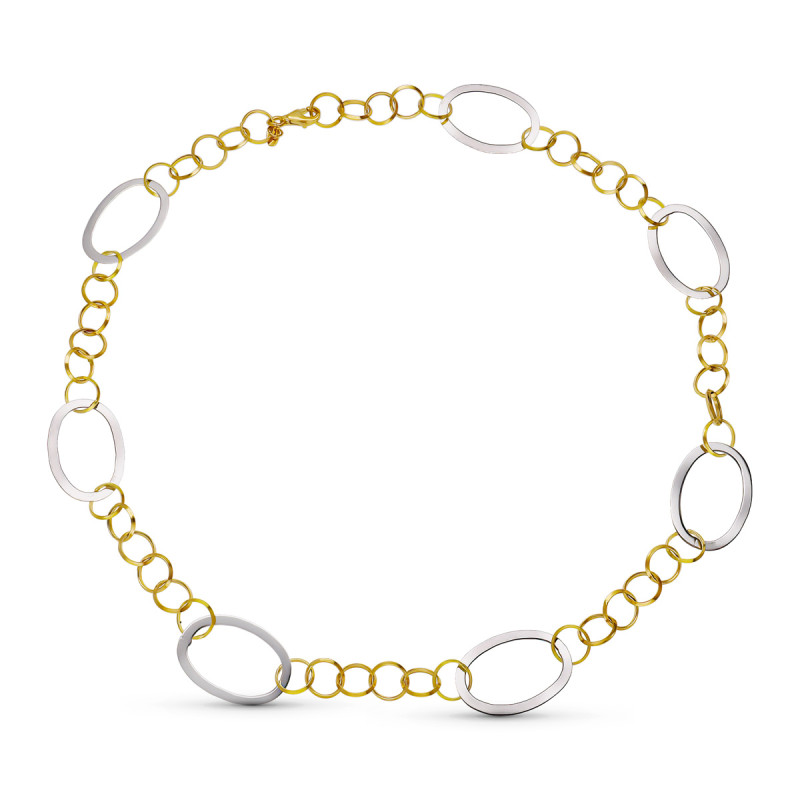 18K GARGANTILLA COLLAR ORO BICOLOR ESLABONES HUECOS 45CM