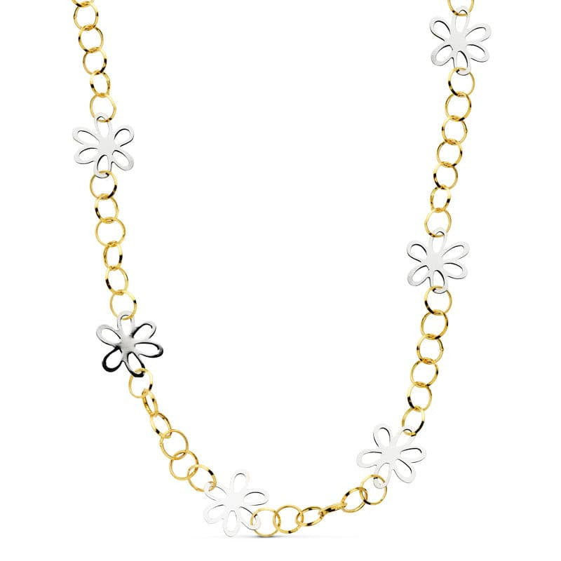 18K GARGANTILLA BICOLOR 48 CM MARGARITAS