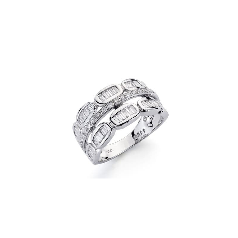 18K SORTIJA ORO BLANCO DIAMANTES TALLA BRILLANTE 0.120/0.450  QTS. ANCHO: 10MM