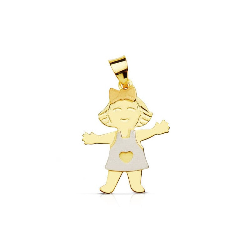 18K COLGANTE NIÑA TRICOLOR 21X16 MM