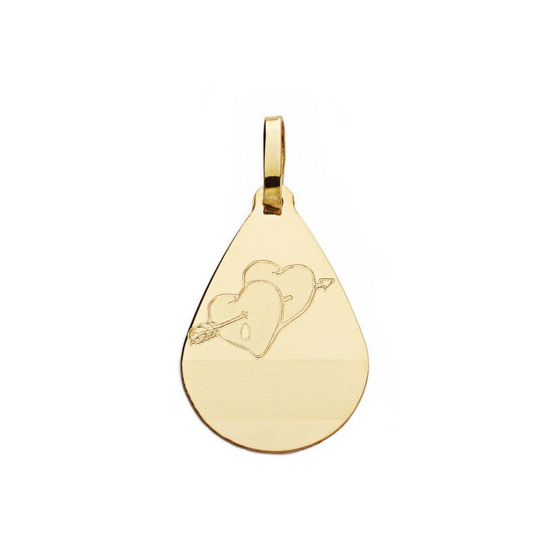 18K COLGANTE ORO AMARILLO GOTA CORAZONES 21X14 MM
