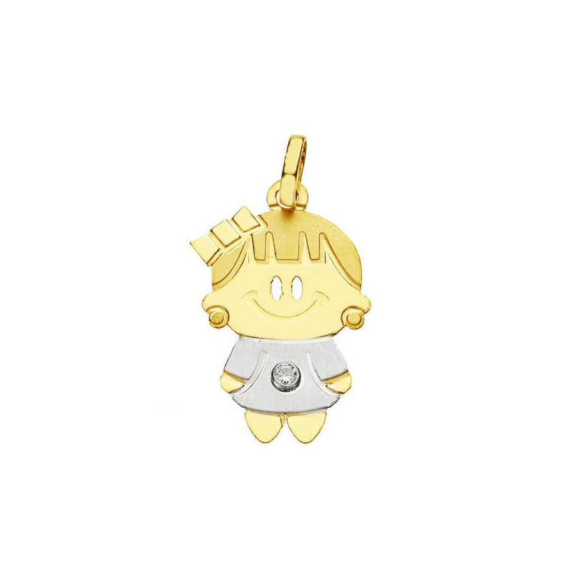 18K COLGANTE ORO BICOLOR NIÑA 22X13 MM