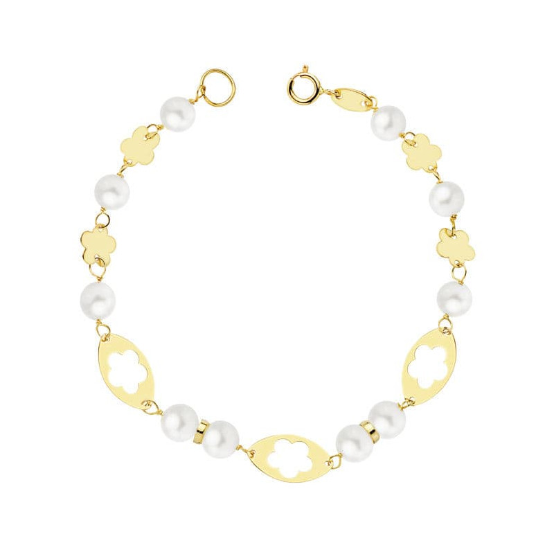 18K PULSERA COMUNION ORO AMARILLO PERLA 5.5 MM 16CM