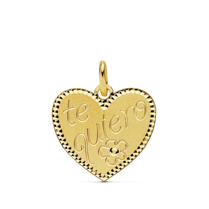 18K COLGANTE ORO AMARILLO CORAZON " TE QUIERO " 16X15 MM