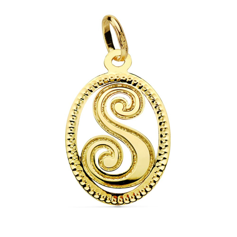 18K COLGANTE ORO AMARILLO INICIAL LETRA S 21X14 MM