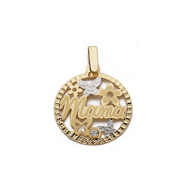 18K COLGANTE MADRE BICOLOR CIRCONITA 20 MM