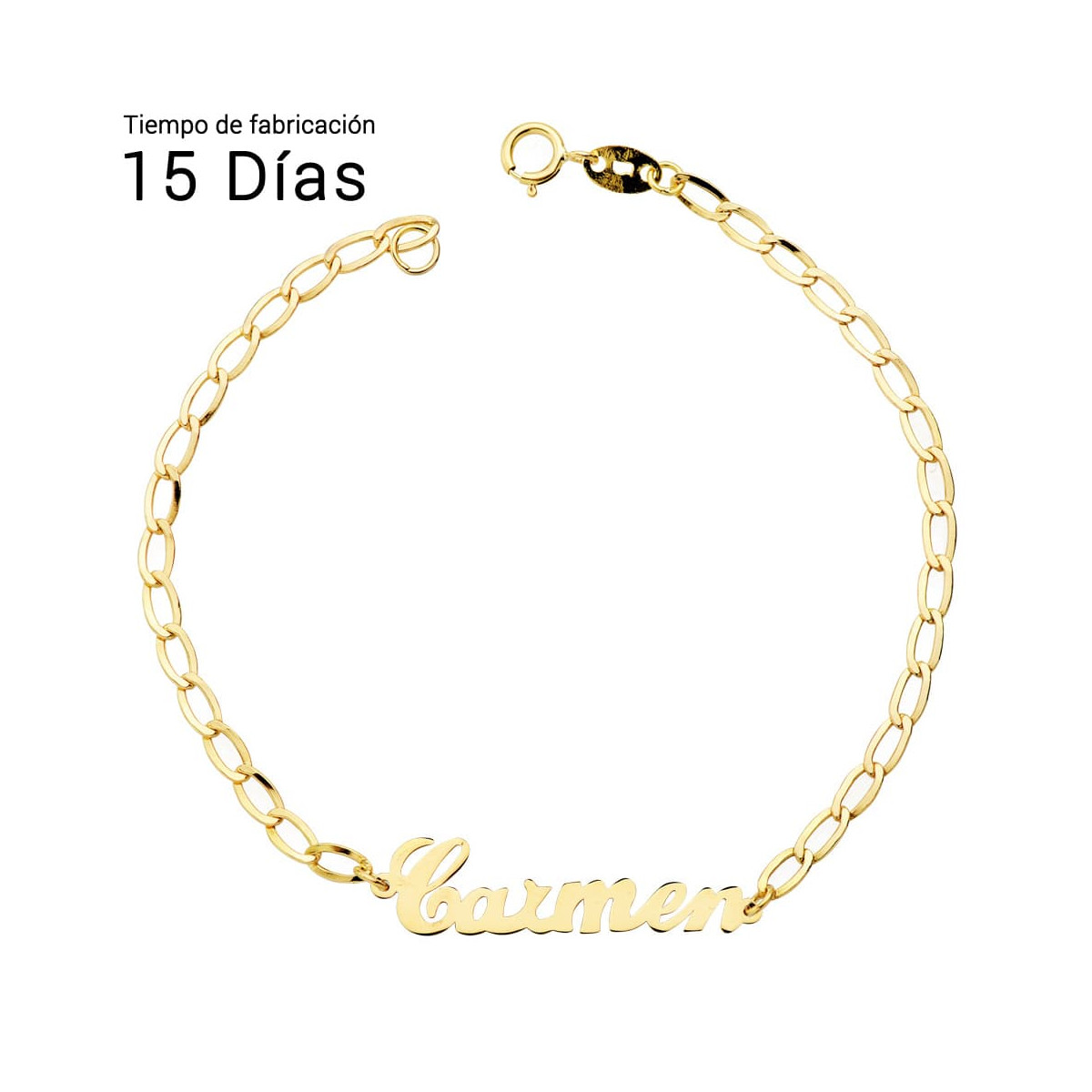 18K PULSERA ORO AMARILLO NOMBRE 17CM CADENA BILBAO