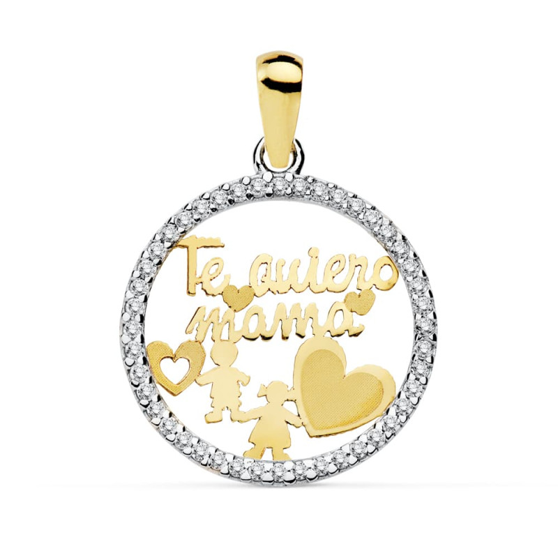 18K COLGANTE MAMA BICOLOR CIRCONITA 16 MM