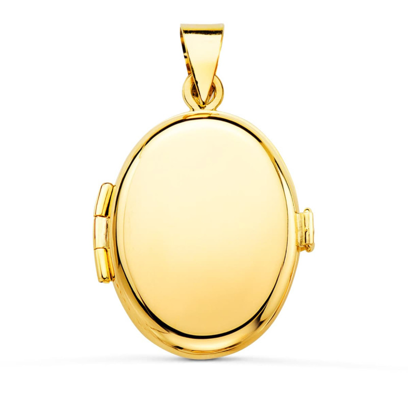 18K GUARDAPELO DIJE PORTAFOTOS ORO AMARILLO OVAL LISO 22X19 MM