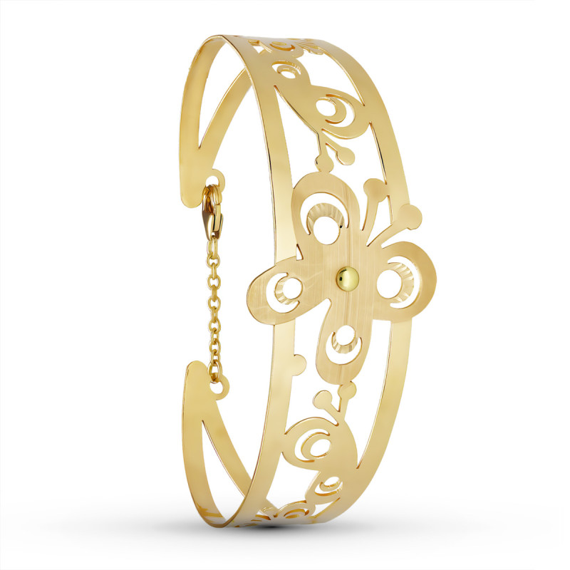 18K PULSERA ORO AMARILLO MARIPOSA LASER. 19 MM