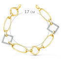 18K PULSERA ORO BICOLOR ESLABONES Y CIRCONITA ANCHO 16 MM LARGO 17CM