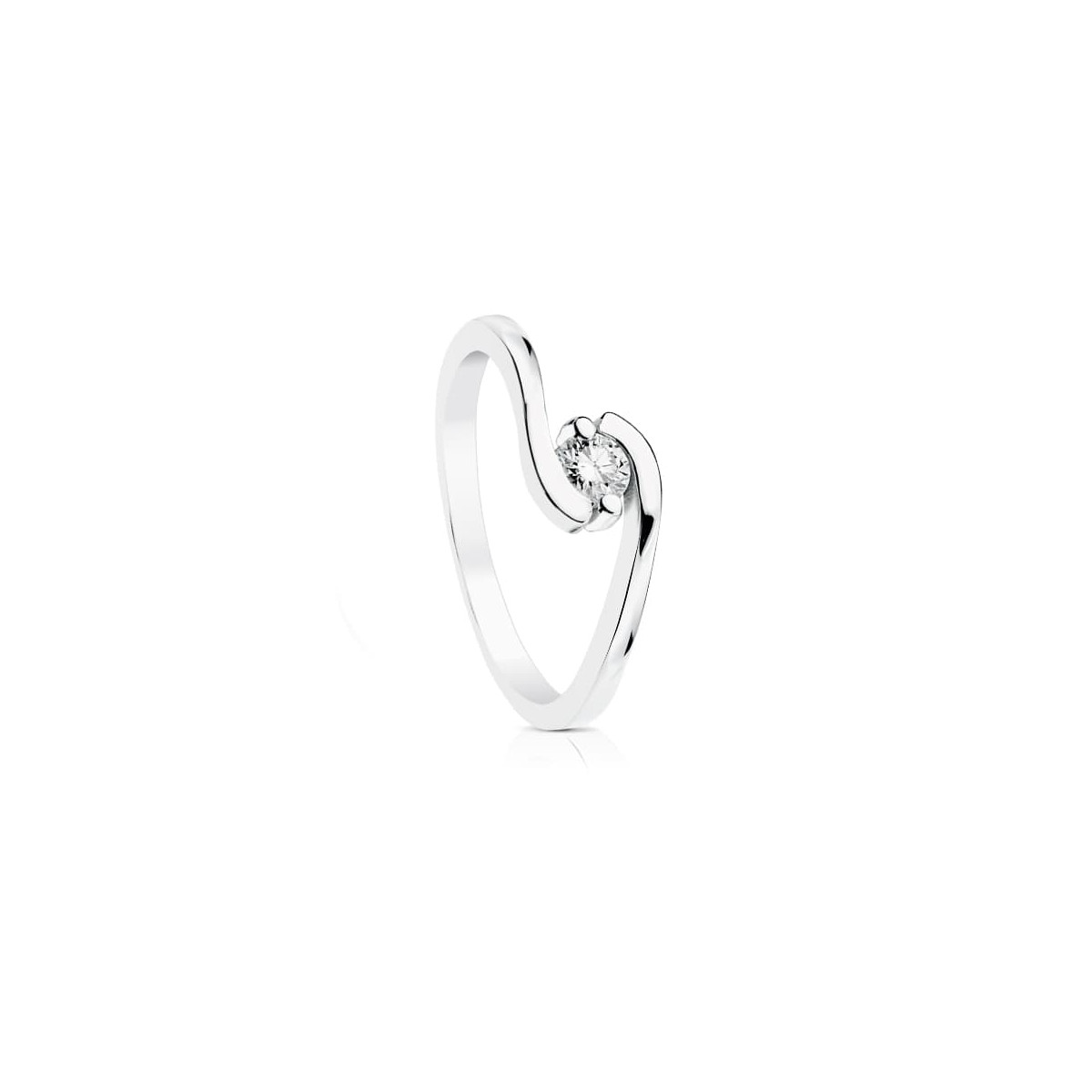 18K SOLITARIO DIAMANTE TALLA BRILLANTE ORO BLANCO 0.200 QTS. SI-H