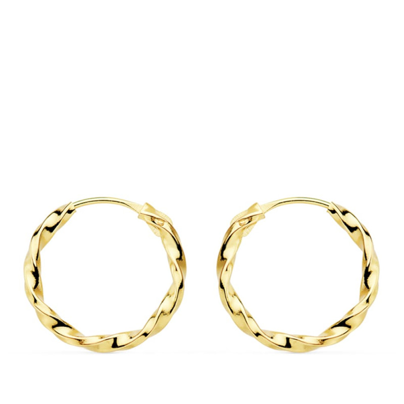 18K AROS ORO AMARILLO HUECOS GALLONEADOS. 14X1.5 MM