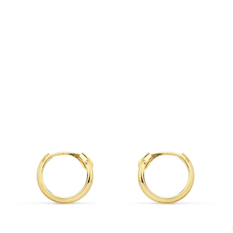 18K AROS HUECOS ORO AMARILLO MEDIA CAÑA LIGEROS. 10X2 MM