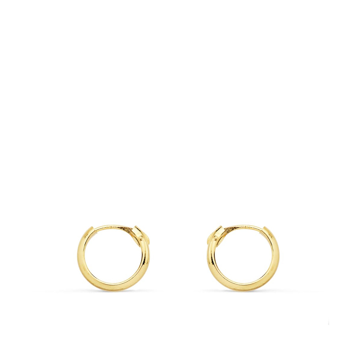 18K AROS HUECOS ORO AMARILLO MEDIA CAÑA LIGEROS. 10X2 MM