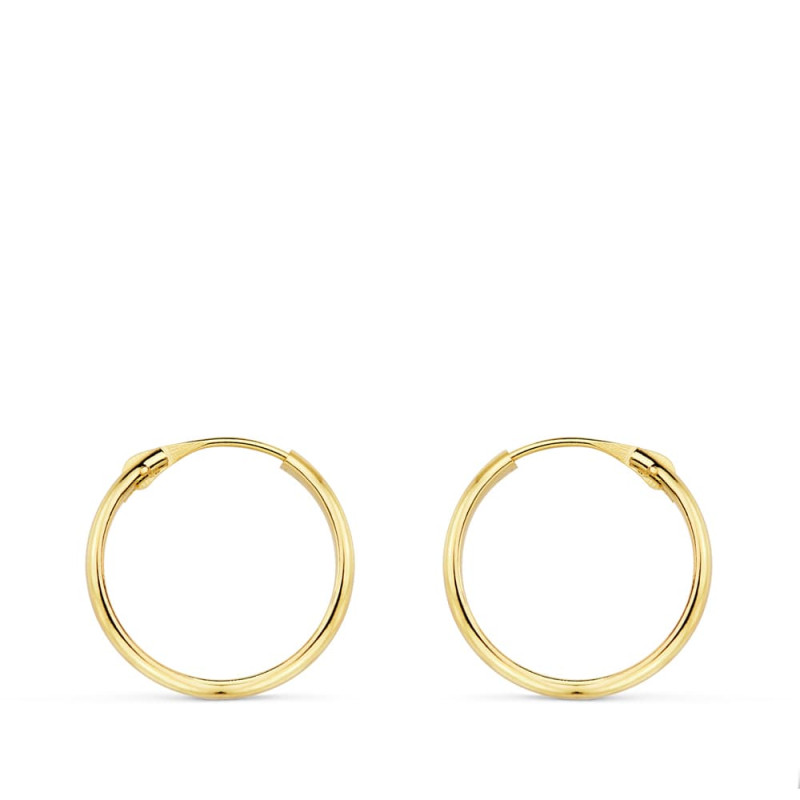 18K AROS ORO AMARILLO MEDIA CAÑA LISOS LIGEROS. 16X2 MM