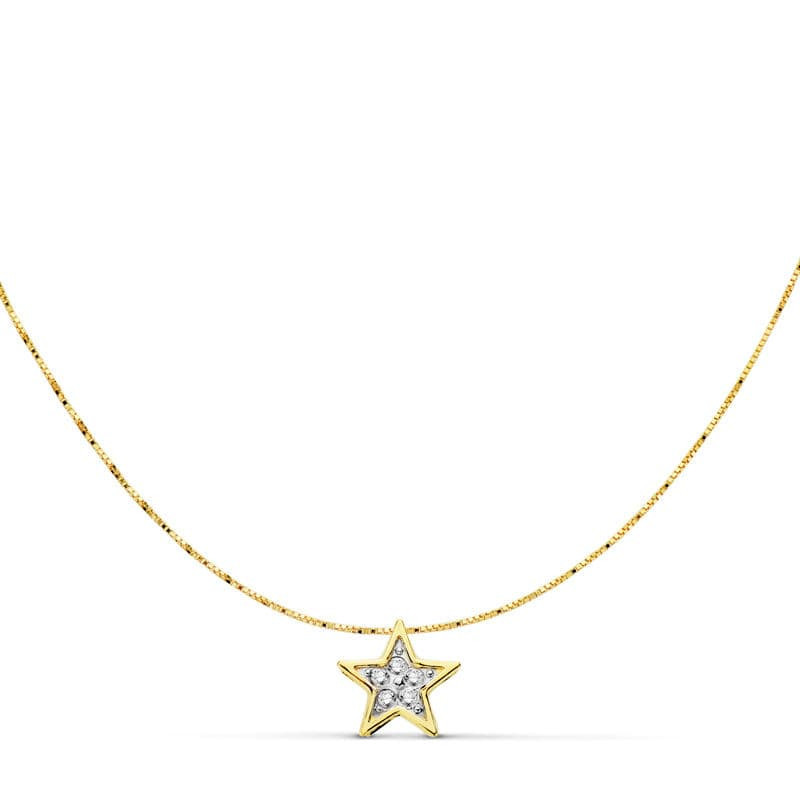 18K GARGANTILLA ESTRELLA ORO BICOLOR 6X6 MM CADENA 42CM