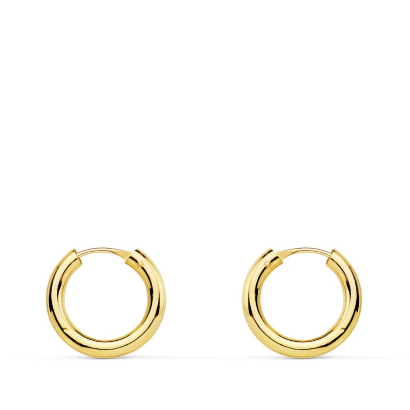 18K AROS ORO AMARILLO REDONDOS LISOS LIGEROS 12X2 MM