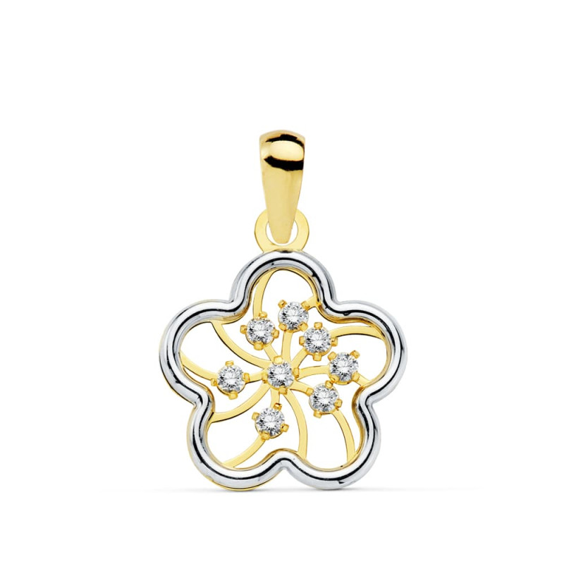 18K COLGANTE FLOR BICOLOR 13X13 MM