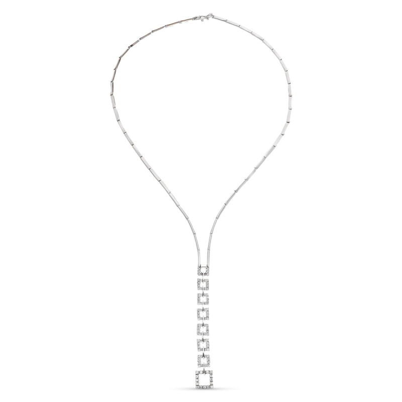 18K GARGANTILLA ORO BLANCO CUADRADOS CON CIRCONITAS