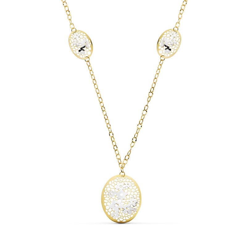 18K GARGANTILLA BICOLOR FLORES 45CM