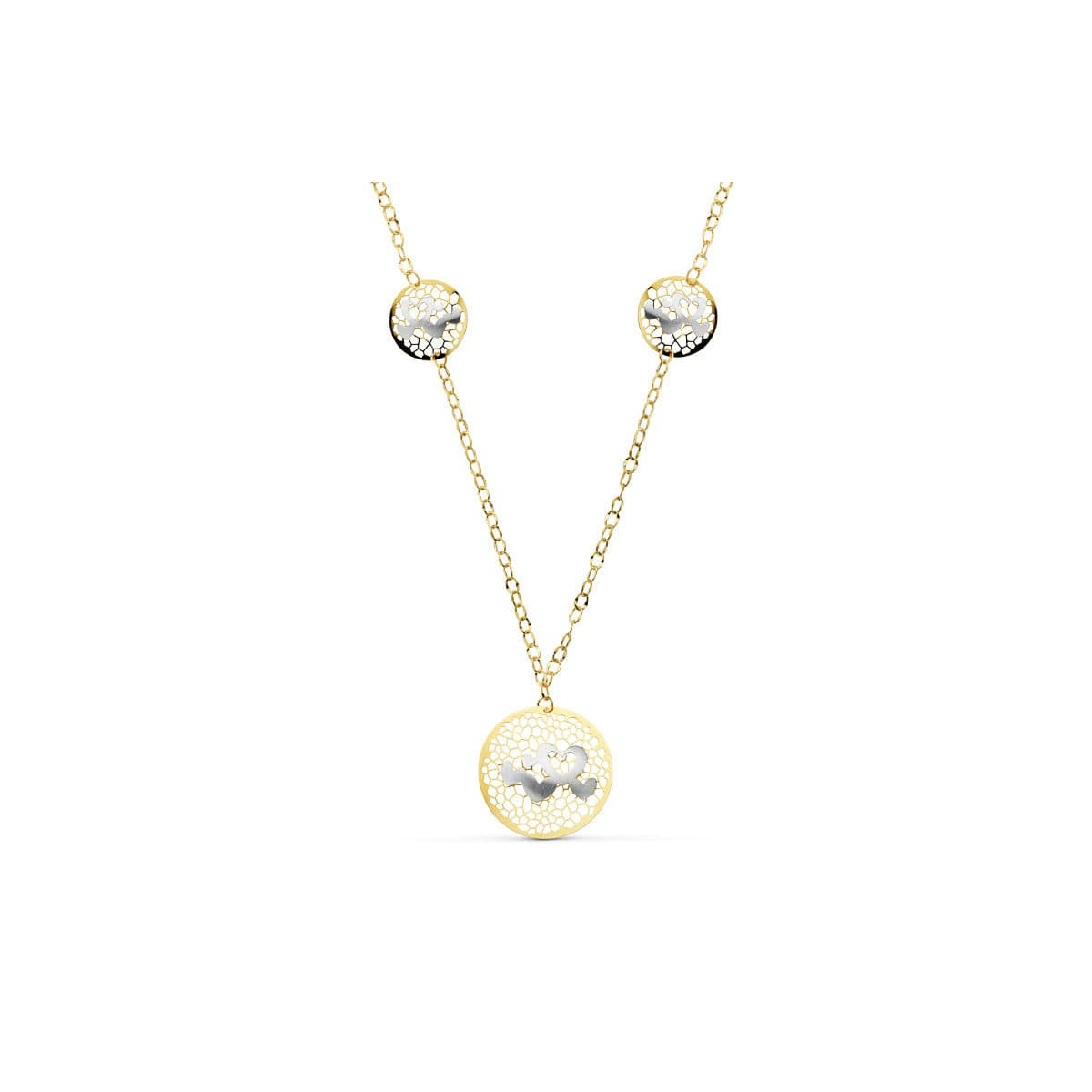 18K GARGANTILLA BICOLOR CORAZONES 45CM