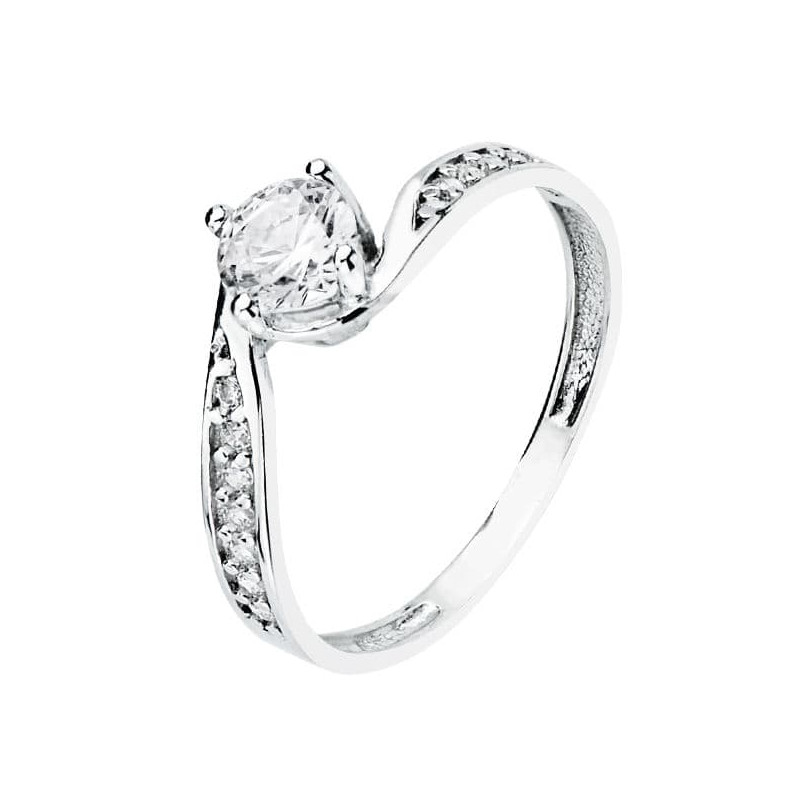 18K SOLITARIO ORO BLANCO CUERPO DE CIRCONITA Y 4 GARRAS CON CIRCONITA DE 5 MM