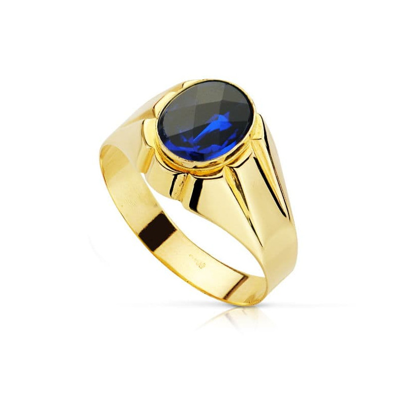 18K SELLO ORO AMARILLO CABALLERO PIEDRA OVAL ZAFIRO SPINEL 10 X8 MM