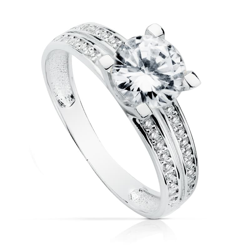 18K SOLITARIO 7 MM ORO BLANCO CIRCONITAS