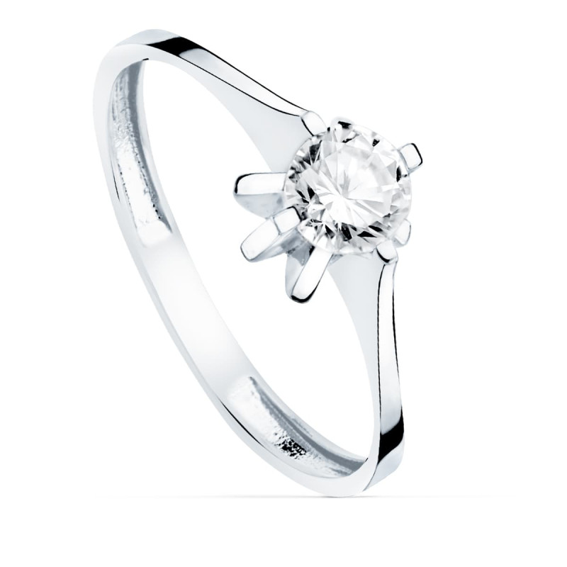 18K SOLITARIO ORO BLANCO CIRCONITA GARRAS DE 5 MM. ANCHO: 7,4 MM