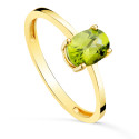 18K SORTIJA ORO AMARILLO GARRAS PIEDRA OLIVINA 7 X 5MM ANCHO CUERPO 2MM