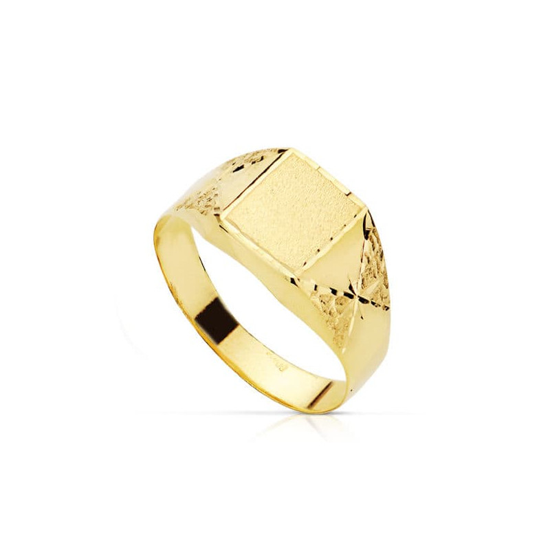 18K SELLO ORO AMARILLO TALLADO HOJAS HUECO. ZONA GRABADO: 8X6.5 MM