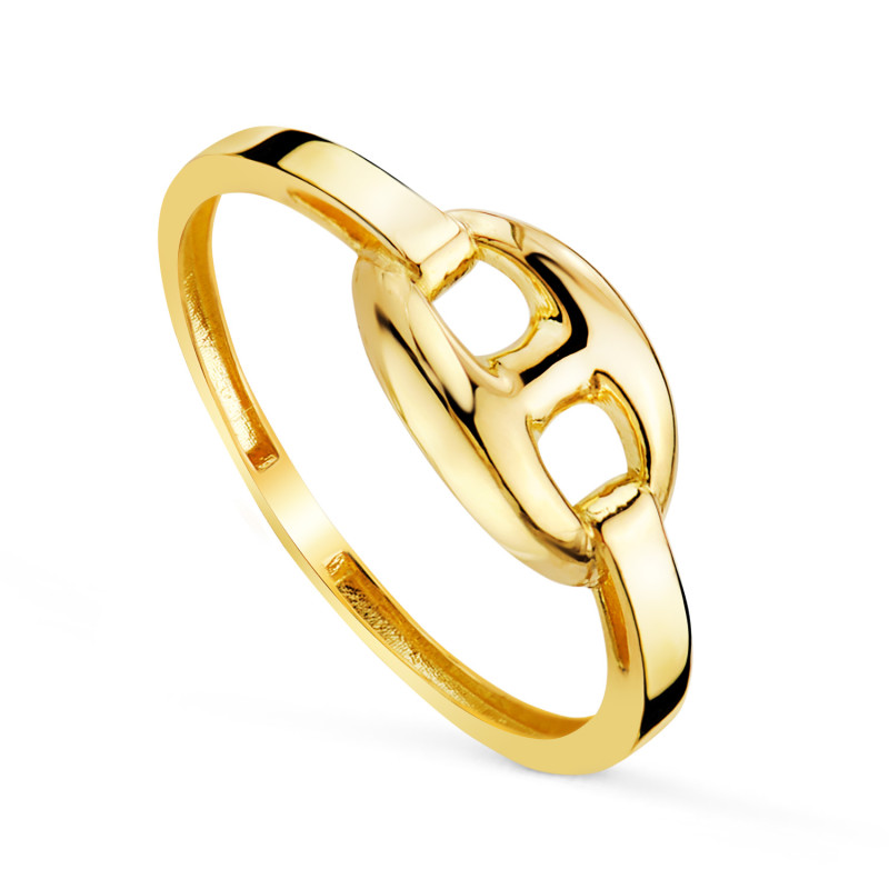 18K SORTIJA ORO AMARILLO CON NUDO BARCO EN BRILLO. ANCHO: 7MM
