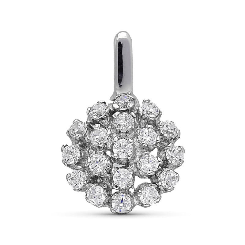 18K COLGANTE CUAJO CIRCONITAS 13MM ORO BLANCO