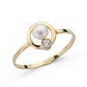 18K SORTIJA ORO AMARILLO COMUNION PERLA Y CIRCONITA