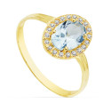 18K SORTIJA ORO AMARILLO CIRCONITA AGUAMARINA OVAL 7X5 MM. ANCHO: 10 MM