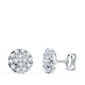 18K PENDIENTES ORO BLANCO REDONDO CON CIRCONITA 7 MM CIERRE PRESION