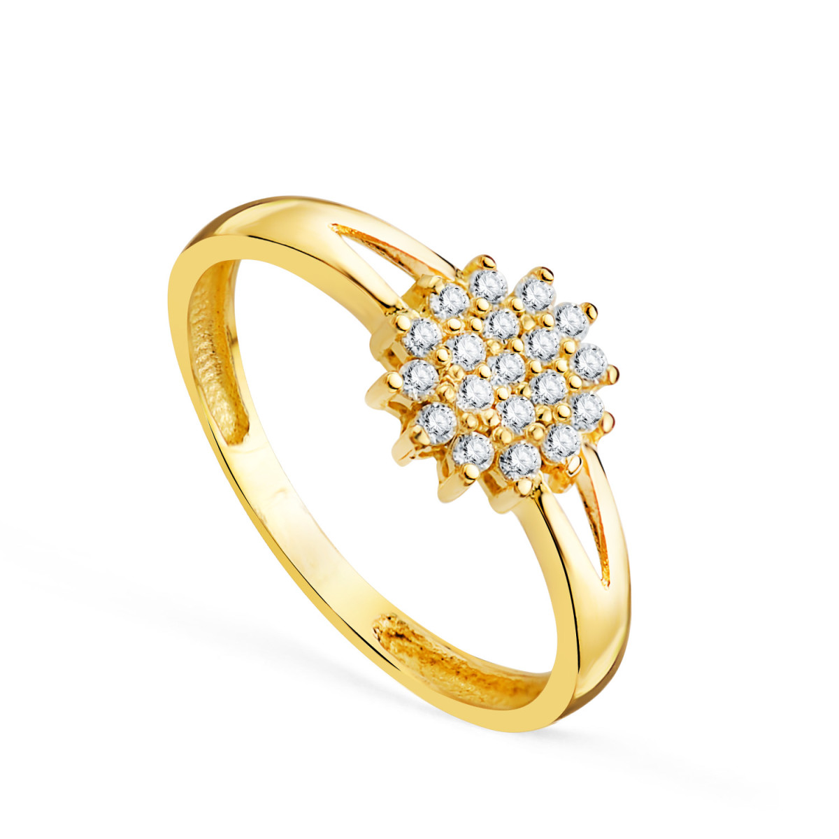 18K SORTIJA ORO AMARILLO CUAJO CON CIRCONITAS 7,5 MM.ANCHO CUERPO 2 MM